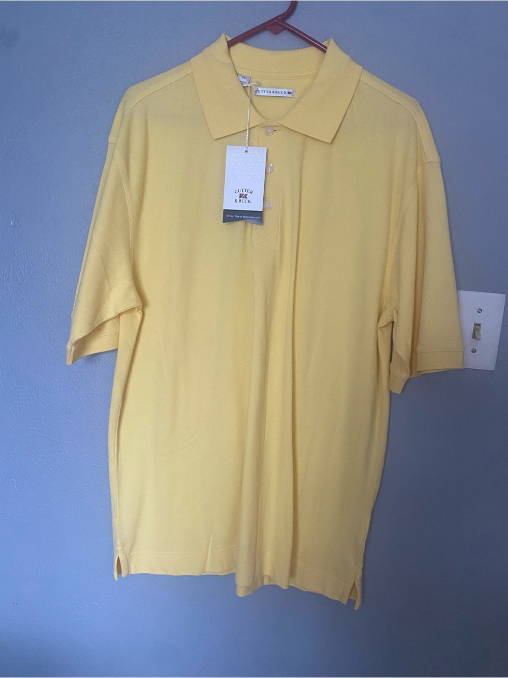 Cutter & Buck Men's Pale Yellow Polo Shirt Large